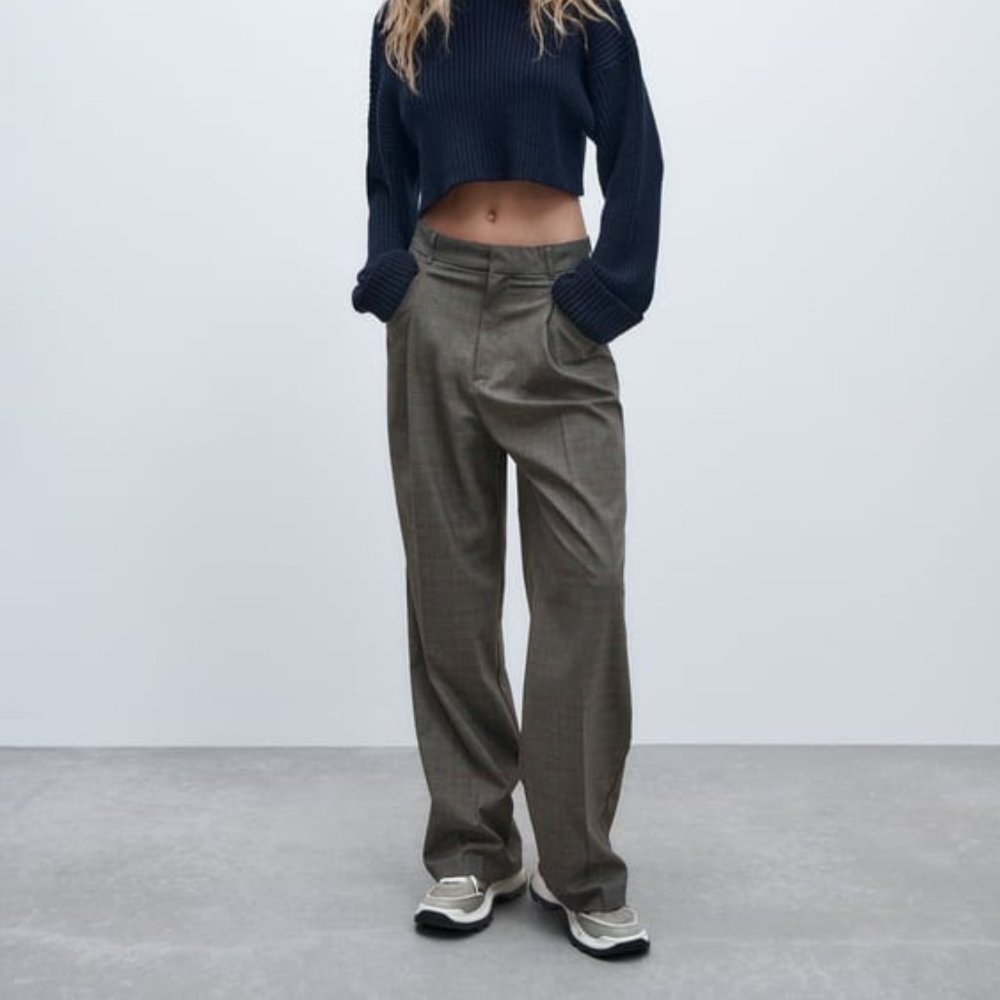 ZARA CHECKERED WIDELEG TROUSERS